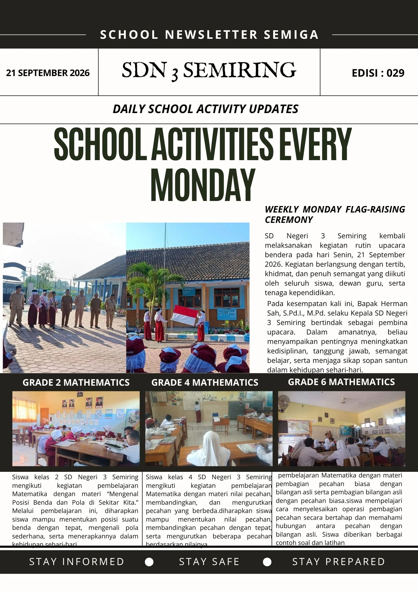 School Activities Every Monday