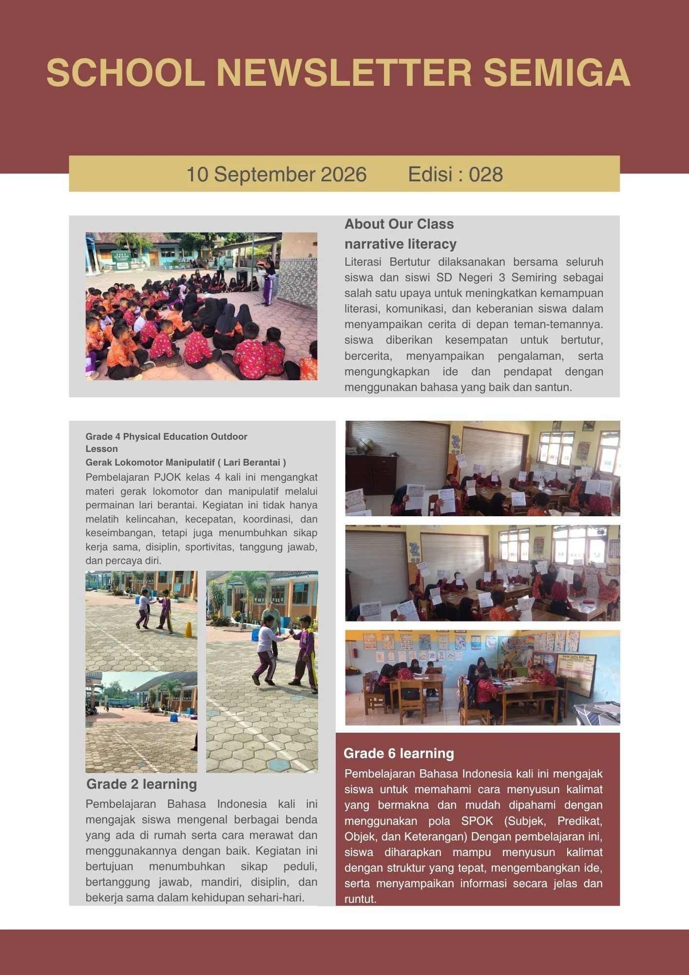 School Newsletter SEMIGA